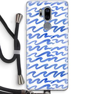 CaseCompany Blauwe golven: LG G7 Thinq Transparant Hoesje met koord