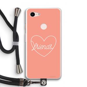 CaseCompany Friends heart: Pixel 3 XL Transparant Hoesje met koord