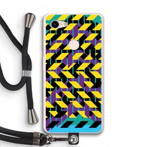 CaseCompany Skew Bee 3: Pixel 3 XL Transparant Hoesje met koord