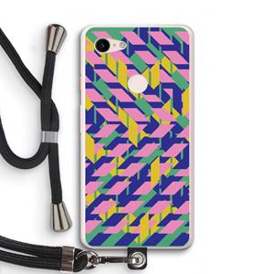 CaseCompany Skew Blush 1: Pixel 3 XL Transparant Hoesje met koord