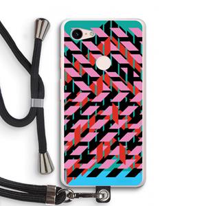 CaseCompany Skew Blush 2: Pixel 3 XL Transparant Hoesje met koord