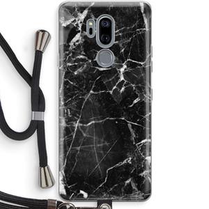 CaseCompany Zwart Marmer 2: LG G7 Thinq Transparant Hoesje met koord