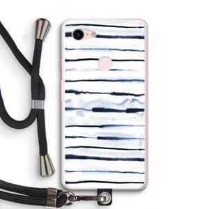 CaseCompany Ink Stripes: Pixel 3 XL Transparant Hoesje met koord