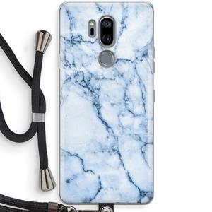 CaseCompany Blauw marmer: LG G7 Thinq Transparant Hoesje met koord