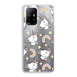 CaseCompany Rainbow Unicorn: Oppo A94 5G Transparant Hoesje