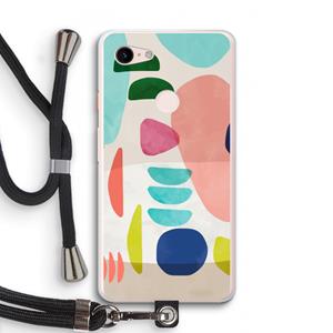 CaseCompany Bold Rounded Shapes: Pixel 3 XL Transparant Hoesje met koord