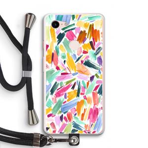 CaseCompany Watercolor Brushstrokes: Pixel 3 XL Transparant Hoesje met koord