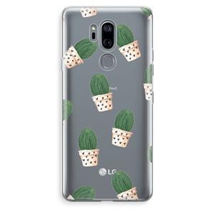 CaseCompany Cactusprint roze: LG G7 Thinq Transparant Hoesje