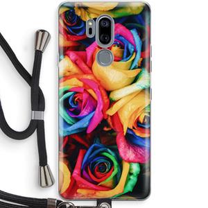 CaseCompany Neon bloemen: LG G7 Thinq Transparant Hoesje met koord