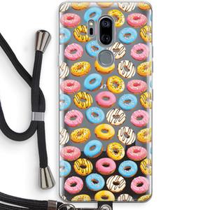 CaseCompany Pink donuts: LG G7 Thinq Transparant Hoesje met koord