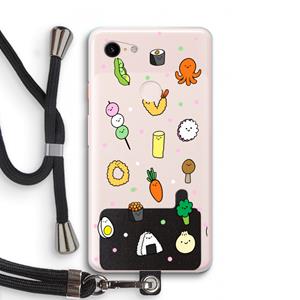 CaseCompany Happy bento friends: Pixel 3 XL Transparant Hoesje met koord