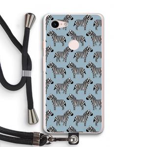CaseCompany Zebra: Pixel 3 XL Transparant Hoesje met koord