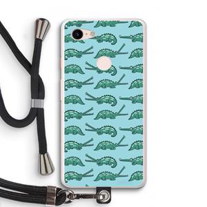 CaseCompany Kroko: Pixel 3 XL Transparant Hoesje met koord