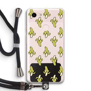 CaseCompany Bananas: Pixel 3 XL Transparant Hoesje met koord
