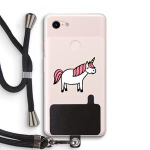 CaseCompany Eenhoorn: Pixel 3 XL Transparant Hoesje met koord