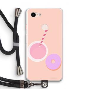 CaseCompany Donut: Pixel 3 XL Transparant Hoesje met koord