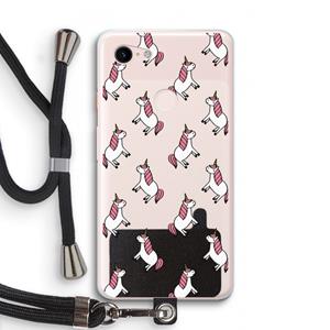 CaseCompany Eenhoorns overal: Pixel 3 XL Transparant Hoesje met koord