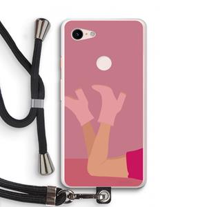 CaseCompany Pink boots: Pixel 3 XL Transparant Hoesje met koord