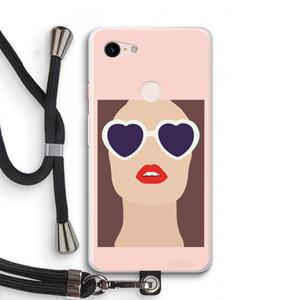 CaseCompany Red lips: Pixel 3 XL Transparant Hoesje met koord