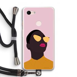 CaseCompany Yellow glasses: Pixel 3 XL Transparant Hoesje met koord