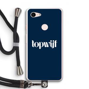 CaseCompany Topwijf Navy: Pixel 3 XL Transparant Hoesje met koord