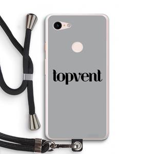 CaseCompany Topvent Grijs Zwart: Pixel 3 XL Transparant Hoesje met koord