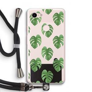 CaseCompany Monstera leaves: Pixel 3 XL Transparant Hoesje met koord