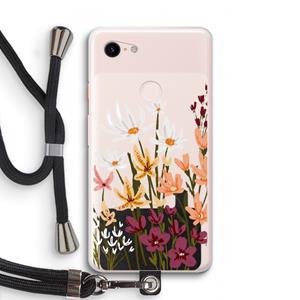 CaseCompany Painted wildflowers: Pixel 3 XL Transparant Hoesje met koord