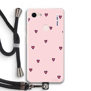 CaseCompany Hartjes: Pixel 3 XL Transparant Hoesje met koord