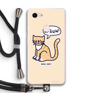 CaseCompany Miauw: Pixel 3 XL Transparant Hoesje met koord