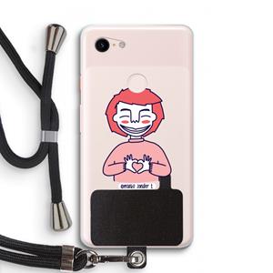 CaseCompany Hartje: Pixel 3 XL Transparant Hoesje met koord