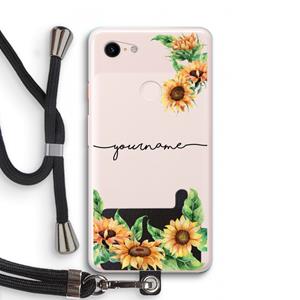 CaseCompany Zonnebloemen: Pixel 3 XL Transparant Hoesje met koord