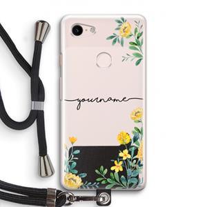 CaseCompany Gele bloemen: Pixel 3 Transparant Hoesje met koord