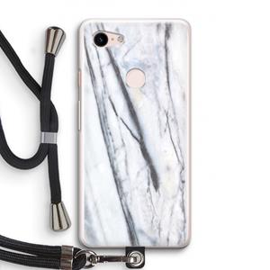CaseCompany Gestreepte marmer: Pixel 3 Transparant Hoesje met koord