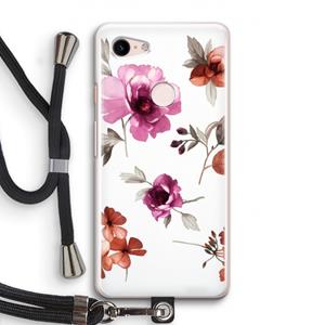 CaseCompany Geschilderde bloemen: Pixel 3 Transparant Hoesje met koord