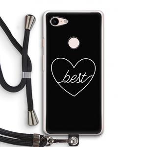 CaseCompany Best heart black: Pixel 3 Transparant Hoesje met koord