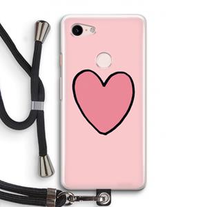 CaseCompany Hartje: Pixel 3 Transparant Hoesje met koord