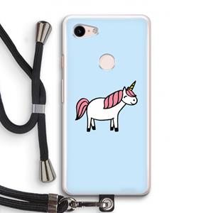 CaseCompany Eenhoorn: Pixel 3 Transparant Hoesje met koord