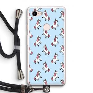 CaseCompany Eenhoorns overal: Pixel 3 Transparant Hoesje met koord