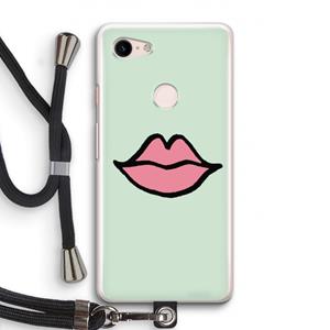 CaseCompany Kusje: Pixel 3 Transparant Hoesje met koord