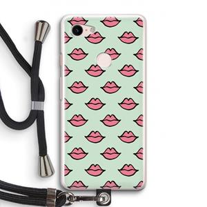 CaseCompany Lipjes: Pixel 3 Transparant Hoesje met koord