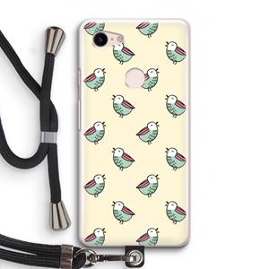 CaseCompany Vogeltjes: Pixel 3 Transparant Hoesje met koord