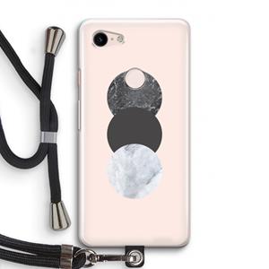 CaseCompany Marmeren cirkels: Pixel 3 Transparant Hoesje met koord