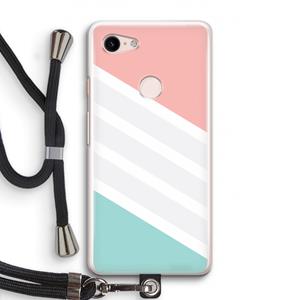 CaseCompany Strepen pastel: Pixel 3 Transparant Hoesje met koord
