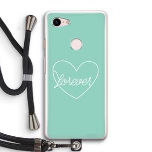 CaseCompany Forever heart pastel: Pixel 3 Transparant Hoesje met koord