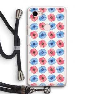 CaseCompany Klaproosjes: Pixel 3 Transparant Hoesje met koord