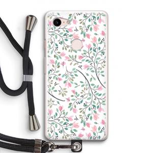 CaseCompany Sierlijke bloemen: Pixel 3 Transparant Hoesje met koord