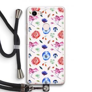 CaseCompany Bloemetjes: Pixel 3 Transparant Hoesje met koord