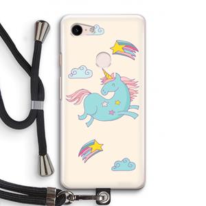 CaseCompany Vliegende eenhoorn: Pixel 3 Transparant Hoesje met koord