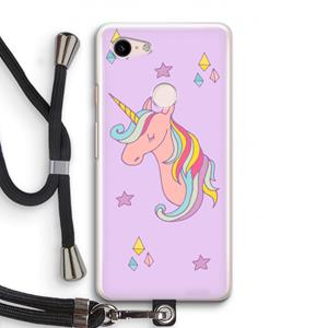 CaseCompany Roze eenhoorn: Pixel 3 Transparant Hoesje met koord